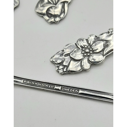 868 - A Complete Set of 6 Prima NS ALP of Sweden Lemon Cocktail Forks. Flower Design by Nils Johan. Each f... 