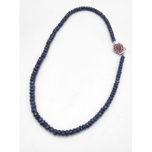 881 - 925 Silver, Untreated Blue Sapphire necklace 205cts Blue Sapphire, 50cm in length and Total Weight 3... 