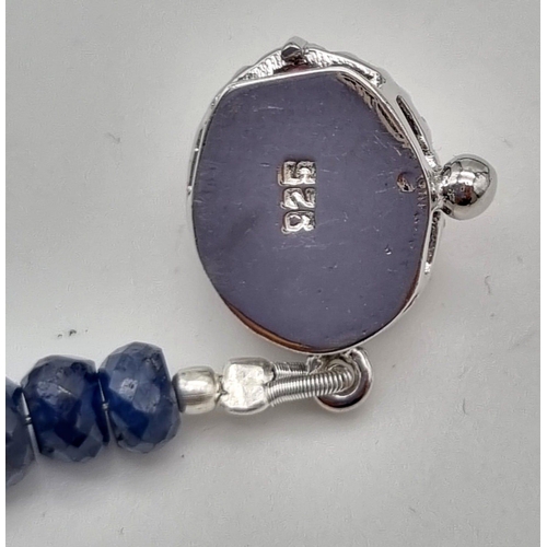 881 - 925 Silver, Untreated Blue Sapphire necklace 205cts Blue Sapphire, 50cm in length and Total Weight 3... 