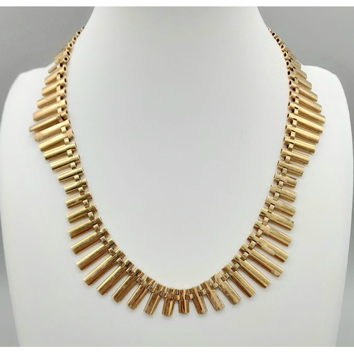 28 - A 9K Yellow Gold Egyptian-Esque Choker Necklace. 40cm. 34.2g. Ref: 6-2230