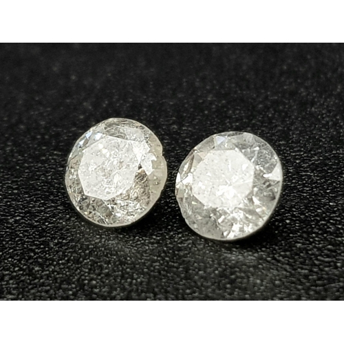 601 - PAIR OF ROUND BRILIANT CUT DIAMONDS 0.41CT TOTAL