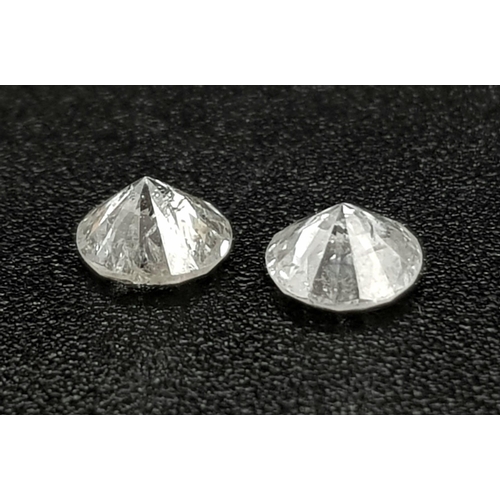 601 - PAIR OF ROUND BRILIANT CUT DIAMONDS 0.41CT TOTAL