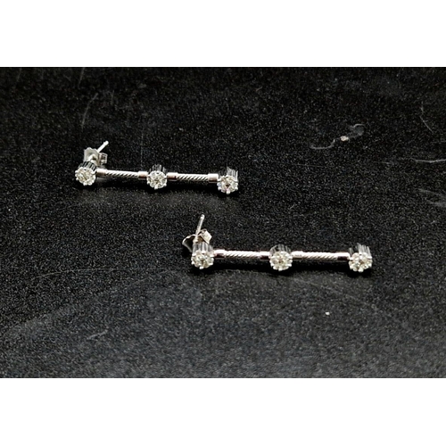 249 - 18K White Gold DIAMOND SET DROP EARRINGS 0.60CT 3.7G