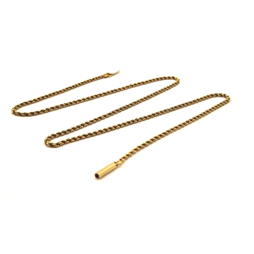 91 - A 9K Yellow Gold Thin Rope Necklace. 44cm.  4.87g