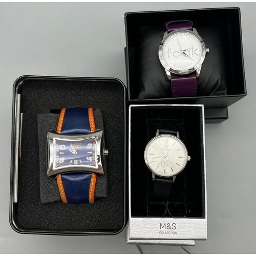 683 - 3 X WATCHES FCUK FRENCH CONNECTION, M & S DAISY FEUNTES & EVERLAST 2 X FULLY WORKING AND 1 LIKELY NE... 