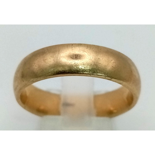 24 - A Vintage 9K Yellow Gold Gents Band Ring. Size T. 7.11g