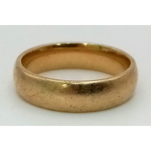 24 - A Vintage 9K Yellow Gold Gents Band Ring. Size T. 7.11g