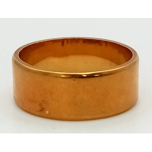 26 - A Vintage 18K Rose Gold Ladies Band Ring. Size L. 6.45g