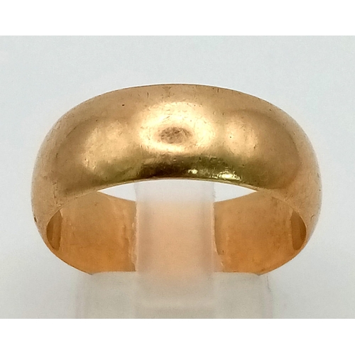 36 - A Vintage 9K Yellow Gold Band Ring. Size T. 6.78g