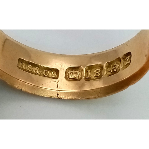 38 - A Vintage 18K Yellow Gold Engraved Band Ring. Size N. 4.33g