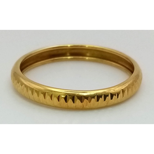 503 - A 22K Yellow Gold Band Ring. Size U. 1.65g