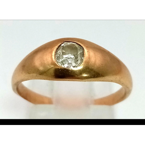 53 - A Vintage 18K Rose Gold (tested) Diamond Solitaire Ring. 0.25ct. Size L/M. 3.31g