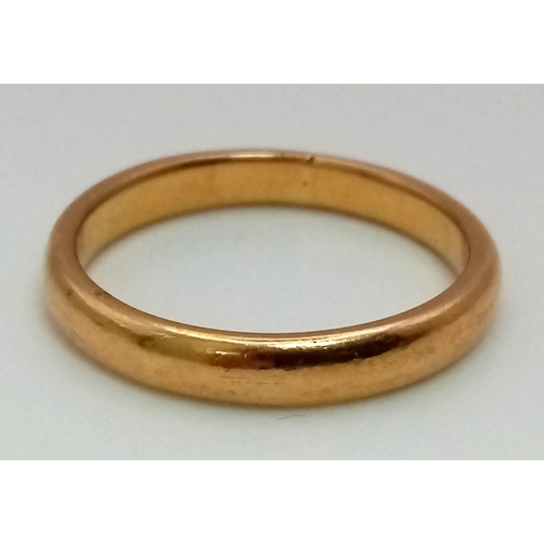 530 - A Vintage 22K Yellow Gold Band Ring. Size N 1/2. 4.47g.