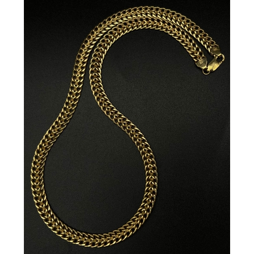 6 - A Vintage 9K Yellow Gold Small Double Row Flat-Curb-Link Necklace. 38cm. 12.87g