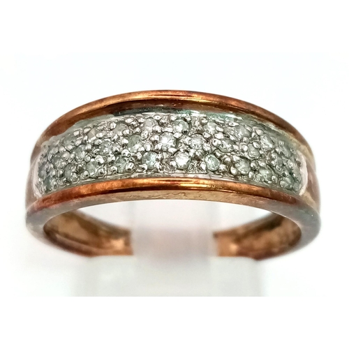 631 - A 9K Yellow Gold Diamond Cluster Band Ring. Size S. 3.61g total weight.