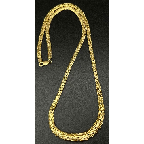 8 - A 9K Yellow Gold Intricate Graduated Link Necklace. 44cm. 9.86g