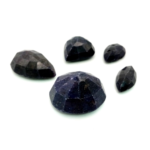 880 - Lot of 5 Large Blue Sapphire Gemstones - Earth Mined Colour Enhanced. total weight 312.50ct