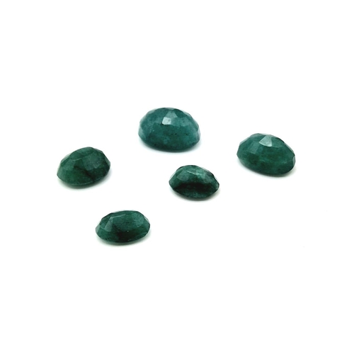 903 - A lot of 5 Natural Emeralds - Faceted- Opaque Colour Enhanced. 49.25ct in total.