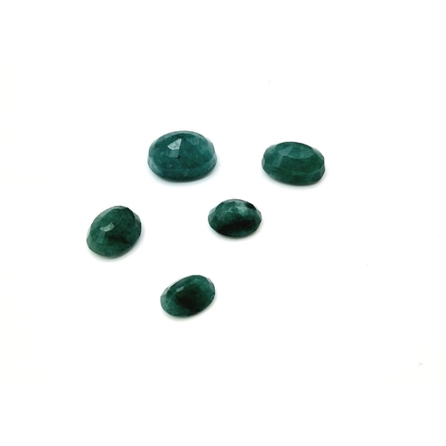 903 - A lot of 5 Natural Emeralds - Faceted- Opaque Colour Enhanced. 49.25ct in total.