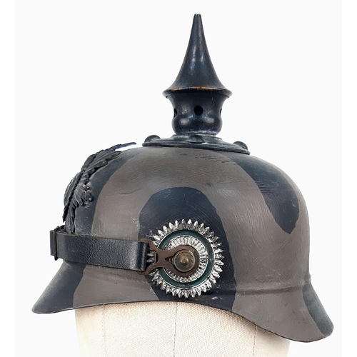 912 - WW1 Bavarian 1914/1915 Pattern Ersatz (Economy) Metal Pickelhaube Painted Camouflage. Note:
Replacem... 