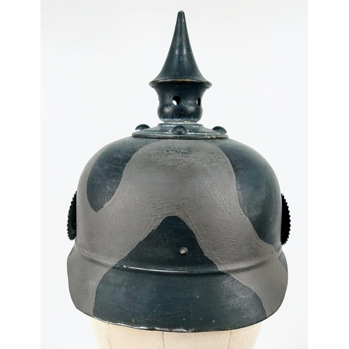 912 - WW1 Bavarian 1914/1915 Pattern Ersatz (Economy) Metal Pickelhaube Painted Camouflage. Note:
Replacem... 