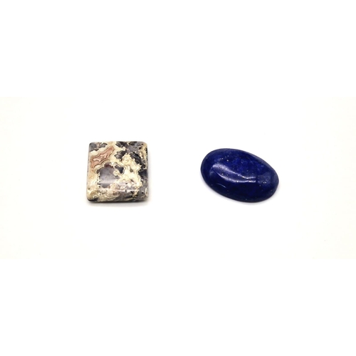 1092 - Set of Two GLI Certified Gems - Lapis 24.3ct  and Jasper22.99ct