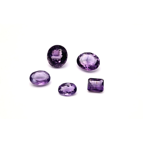 1095 - A Set of Five Bolivian Amethyst Gemstones. 47.15ct in total.