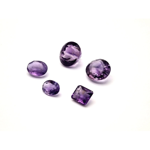 1095 - A Set of Five Bolivian Amethyst Gemstones. 47.15ct in total.