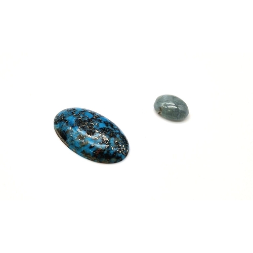 1099 - Set of Two Certified Gems - Turquoise 36.250CT and Aquamarine 8.350CT, both with GLI certificate.