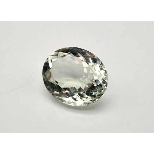 1113 - 21.48ct Green Praseolite Gemstone AAA Oval Faceted ITLGR Certified