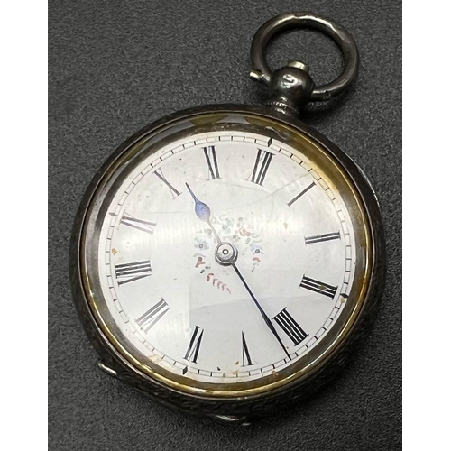 1130 - An Antique Silver HB Crouch and Son (of Cardiff) Small Pocket Watch. 36mm diameter. a/f. 36g total w... 