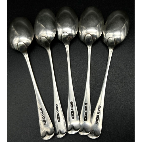 1144 - Five Antique Sterling Silver Tea Spoons. Hallmarks for Sheffield 1915. 84g total weight.