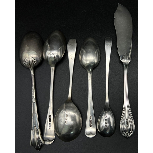 1151 - Six Various Pieces of 925 Silver Cutlery. Vintage and Antique. 123g total weight.