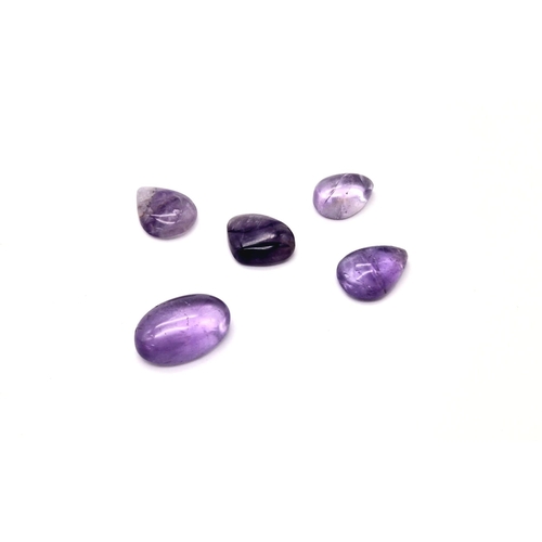 707 - A Set of Five Cabochon Bolivian Amethyst Gemstones. 86.65ct in total.