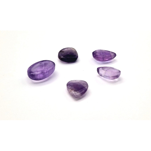 707 - A Set of Five Cabochon Bolivian Amethyst Gemstones. 86.65ct in total.