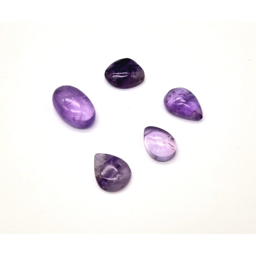 707 - A Set of Five Cabochon Bolivian Amethyst Gemstones. 86.65ct in total.