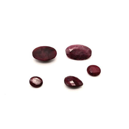 910 - A lot of 5 Natural opaque Rubies - Earth Mined- Faceted. 64.70ct in total.