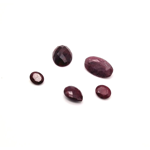 910 - A lot of 5 Natural opaque Rubies - Earth Mined- Faceted. 64.70ct in total.