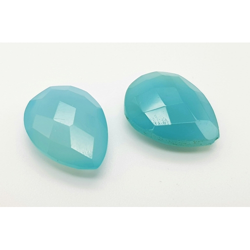 1485 - 15.05 Ct Faceted Blue Quartz Gemstones Pair of 2 Pcs.