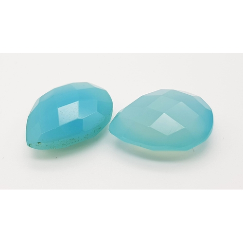 1485 - 15.05 Ct Faceted Blue Quartz Gemstones Pair of 2 Pcs.