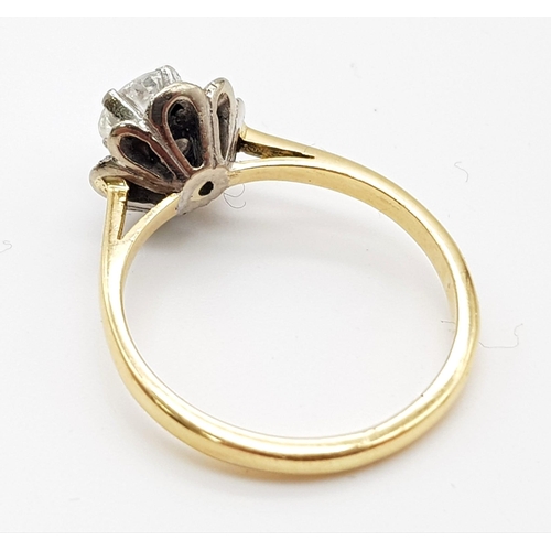 1395 - 18k Gold Diamond Cluster with Floral Formation ring. 3.5grams Size M. with Certified top quality Dia... 