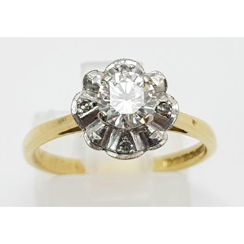 1395 - 18k Gold Diamond Cluster with Floral Formation ring. 3.5grams Size M. with Certified top quality Dia... 