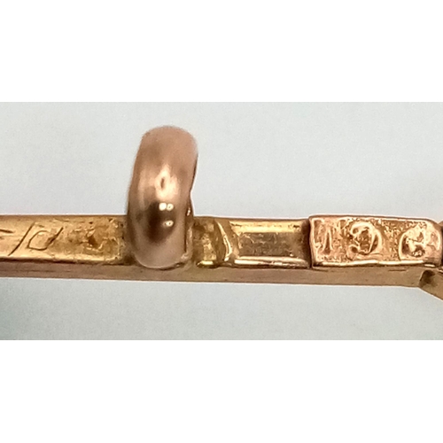 1475 - An Antique Victorian 9K Rose Gold and Amethyst Bar Brooch. 
5cm. 1.89g total weight.