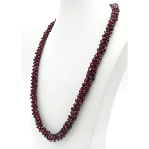 1392 - A Handmade Garnet Necklace, 52cm length.