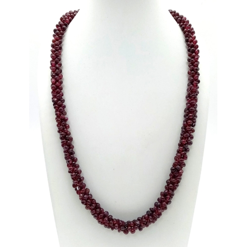 1392 - A Handmade Garnet Necklace, 52cm length.