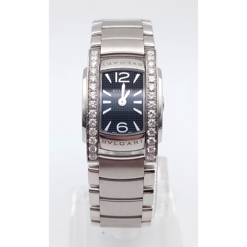 1216 - Bvlgari Assioma Ladies Watch with Diamond Bezel, Stainless Steel strap, Good Working Order.