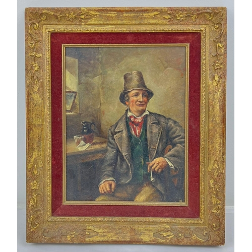 1196 - Framed Painting of a Gentleman with a pipe. 44cm x 37cm.