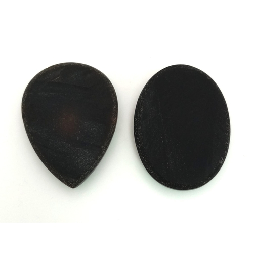 293 - Two natural curiosities: Black agate micro-geodes, cut and polished to reveal quartz microcrystals i... 