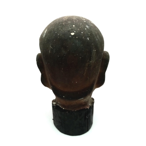 768 - A A SMALL TERRACOTTA BUDDHIST HEAD , SMOKE COVERED TEMPLE FIND.  15 X 10cms