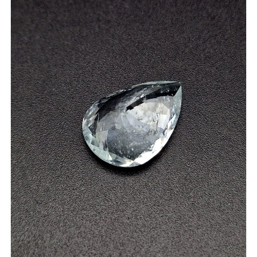 796 - A 16.48ct Natural Aquamarine Gemstone. Faceted pear-shape. ITLGR Certified